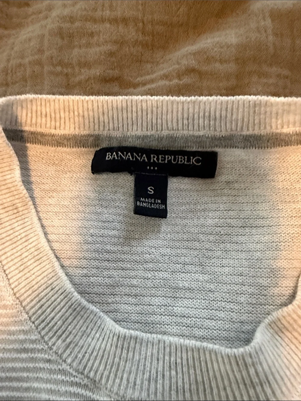 Banana Republic Lightweight Cream Crewneck Ribbed Sweater